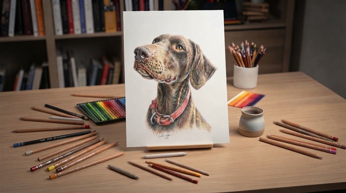 Retrato de tu Mascota a Lápices de Colores,